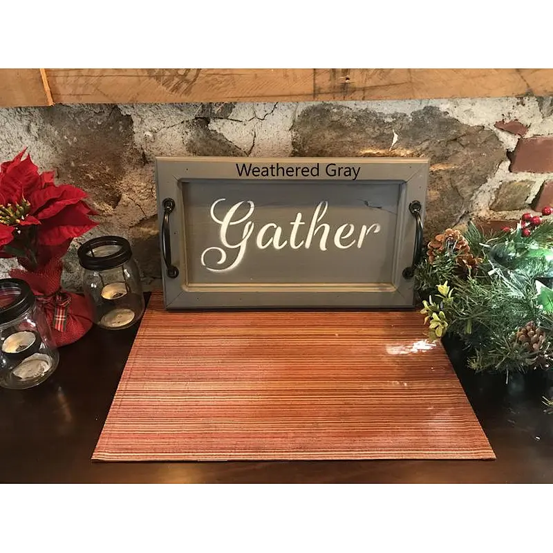 Antique Style Wooden Serving Tray- White tray, Coffee/Snack Tray,Rustic Wooden Serving Tray