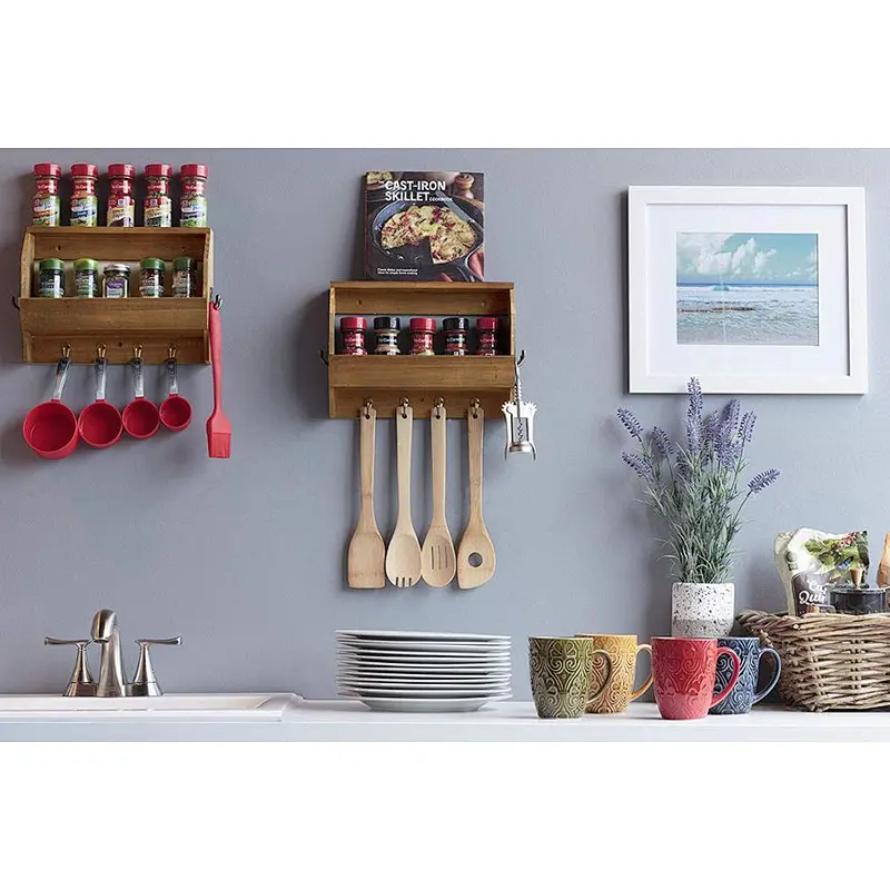 Rustic wood floating wall shelves wall shelf with hooks wood wall shelves
