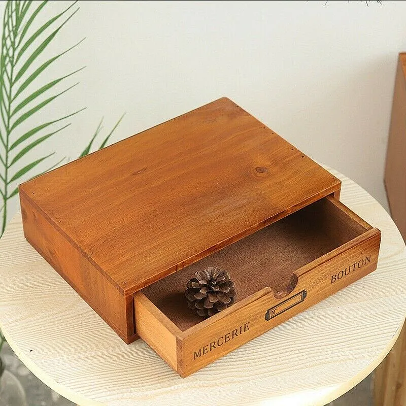Vintage Wooden Box Storage Drawer Wooden Chest of Drawers Jewelry Organizer A4U0