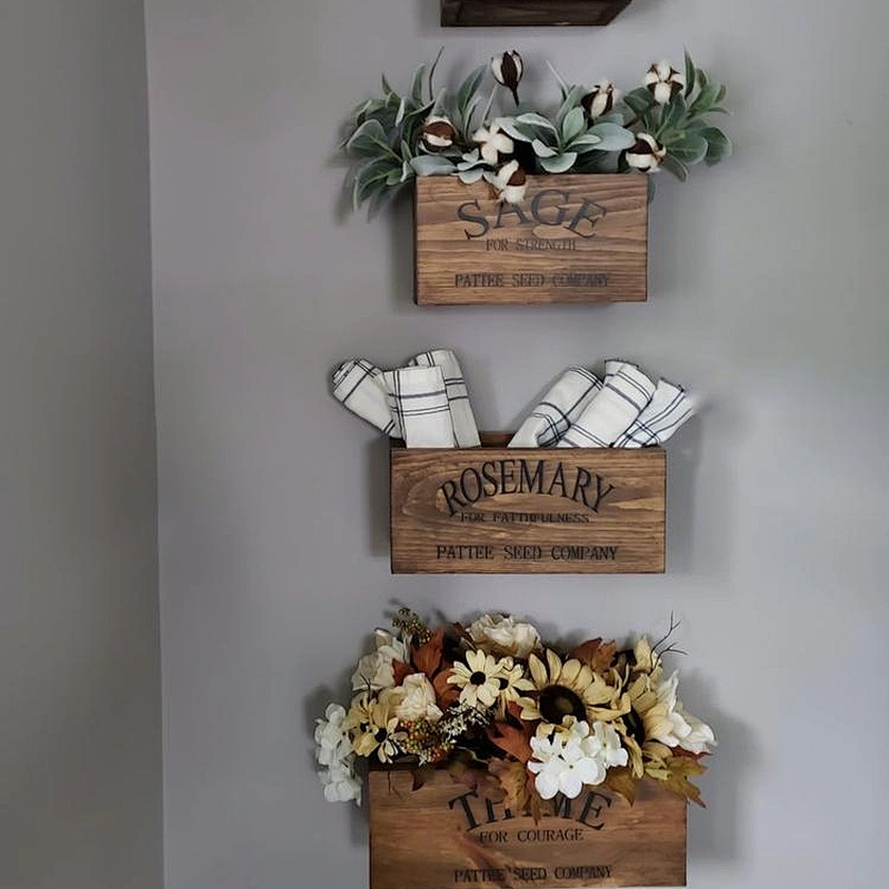 advertising crate garden crate Herb Boxes  Rustic Wooden Herb Boxes Set of