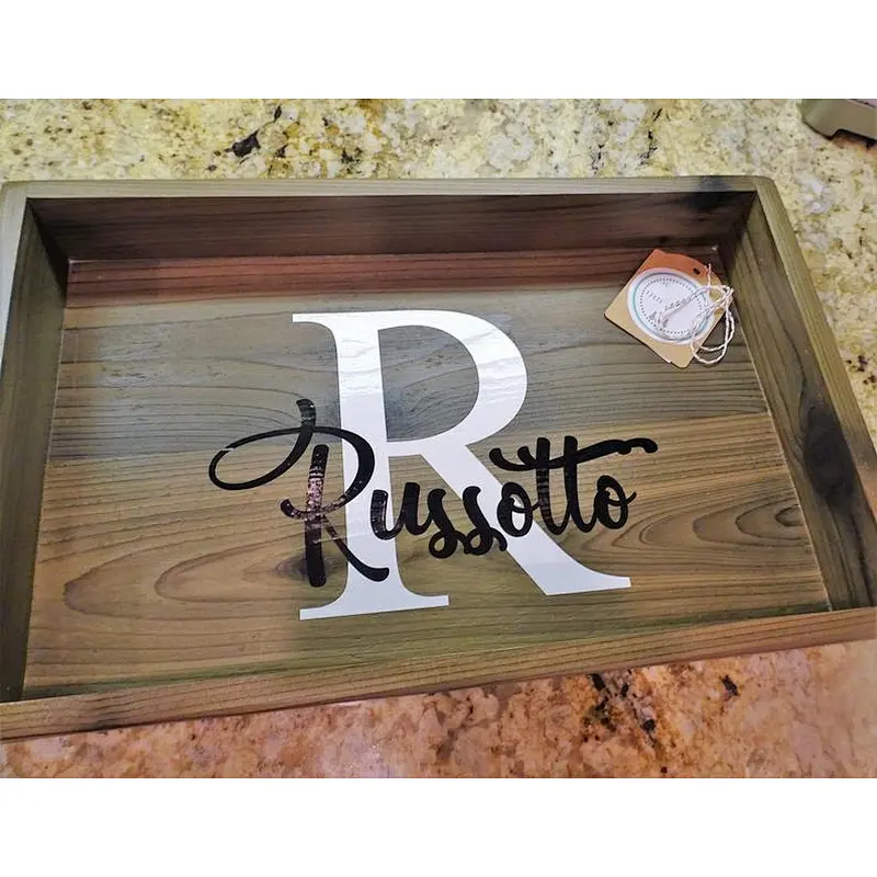 Handmade Personalized Wood Serving Tray With Handles