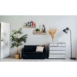 Spiretro Dimension Floating Shelves Wall Mounted Set of 2, Rustic Torched Wood -16.5 inch Ledge to Storage Organize and Display