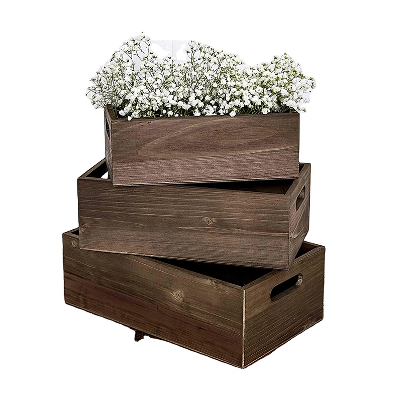 Nesting Wooden Crates  Set of 3 - Decorative Craft Crates  Real Fir Wood  ctrates