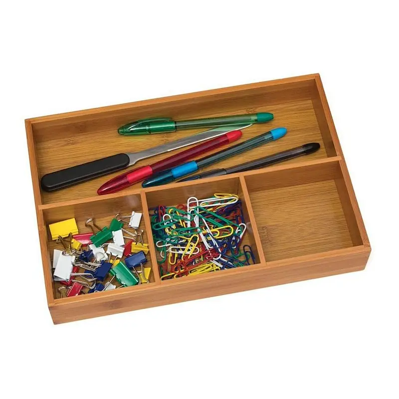 Wood 4-Compartment Organizer Tray