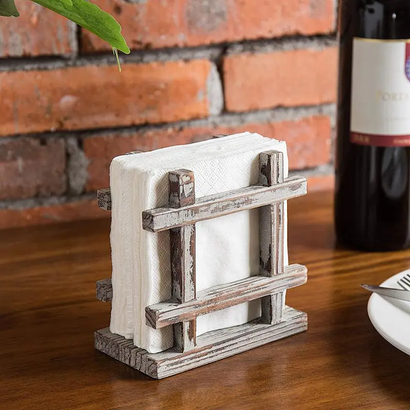 Cheap Rustic  Upright Napkin Holder, Table Top Paper Towel Dispenser, Brown