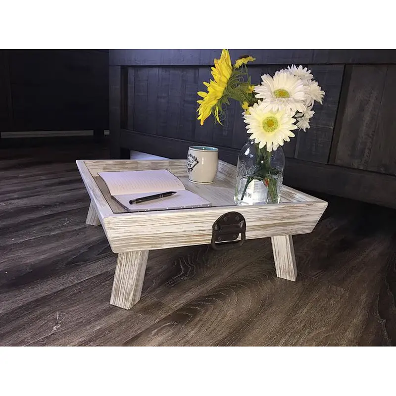 Antique Style Wooden Serving Tray- White tray, Coffee Table Tray,Rustic Wooden Serving Tray