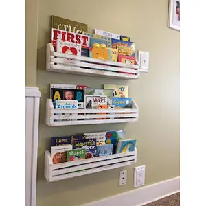 Wall-mounted Shelf,Children's Book Shelves (Rustic)---Set of 3,shelf,Wooden storage rack