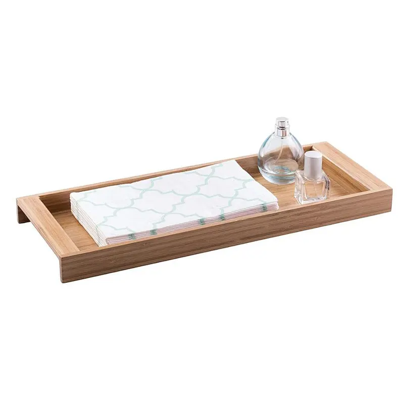 Wood Toilet Tank Top Storage Tray Wooden Organizer for Tissues Candles Soap Hand Towels Toilet Paper