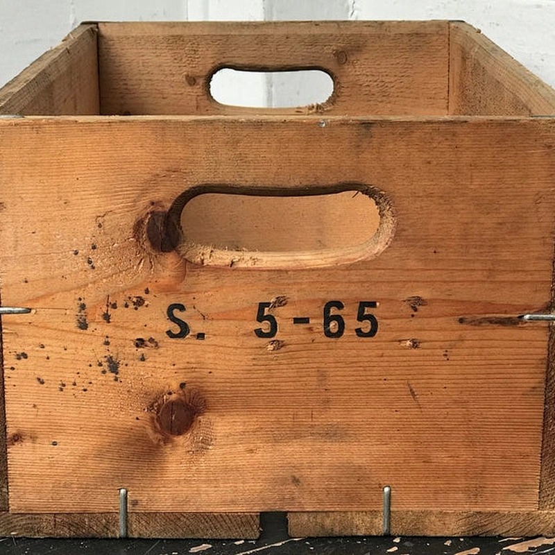 Rustic style aged wooden storage crate