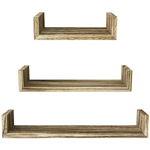 Farmhouse rack rusti Floating Shelves Wall Mounted  Solid Wood Wall Shelves  Torched Finish