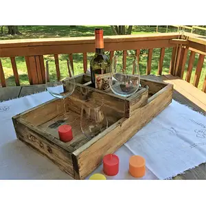 Handmade Rustic Wooden Wine Serving Tray 2020