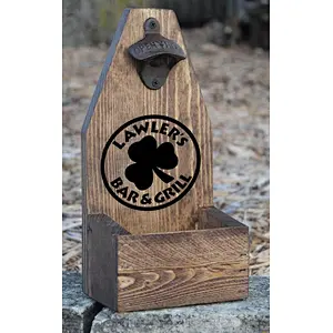 Bottle Cap Catcher PERSONALIZED BEER Bottle Opener & Catcher Rustic Wood Brewery Monogram Groomsman Gift Christmas Gift for Dad