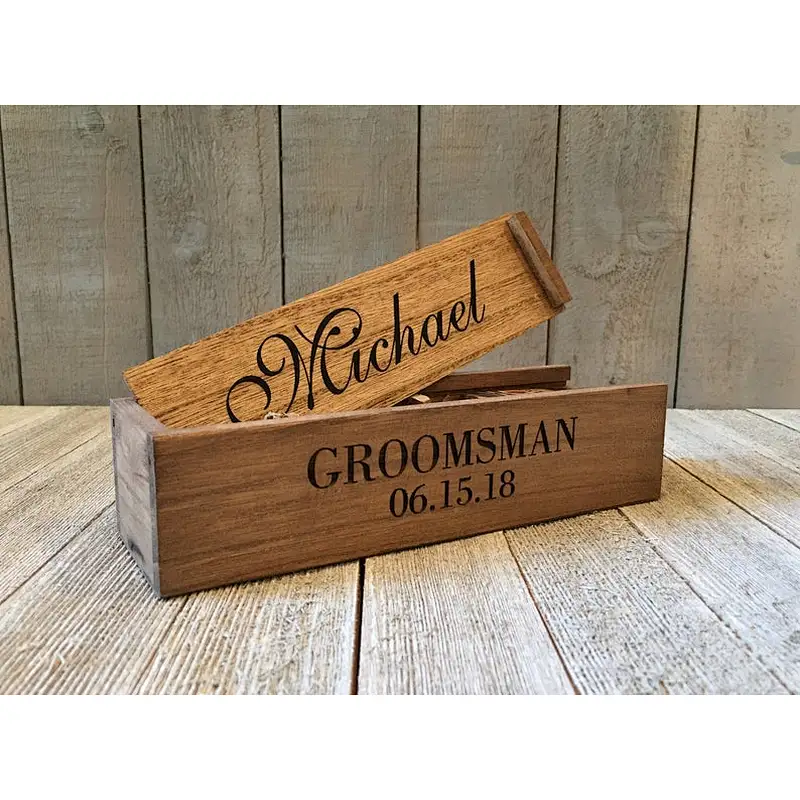 Whiskey Cigar Box Groomsmen Laser Engraved Gift Wood Box Best Man Whiskey Cigar Box, Laser Engraved