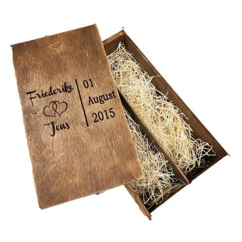 Personalized rustic wooden wine box