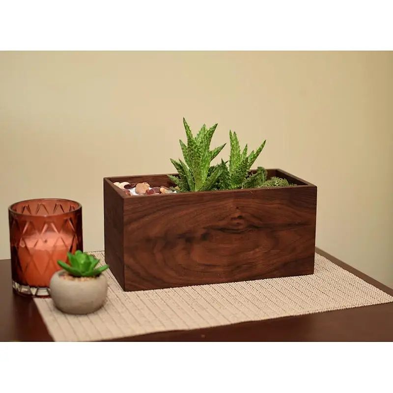 Wood Planter Box for Succulents - Handmade Natural Wood Box - Housewarming Gift - Wedding Gift - Mason Jar Holder - Centerpiece
