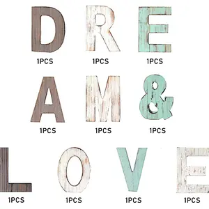 Rustic Wood Dream & Love Signs Home Decor  Freestanding Wooden Letters Cutouts for Home Decor| Multi-Color Wooden Signs