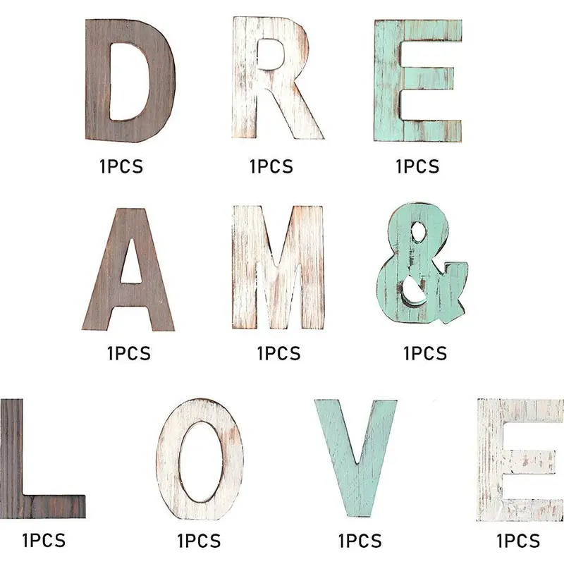 Rustic Wood Dream & Love Signs Home Decor  Freestanding Wooden Letters Cutouts for Home Decor| Multi-Color Wooden Signs