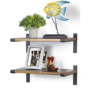 Home Decor Rustic Floating Shelves: Industrial Wall Mounted Shelving, Real Farmhouse Wood Shelf, (Dark Pine) Shelf
