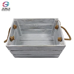 Decorative wooden crate Wooden box with ropes White crate box Vintage crate Retro Gift