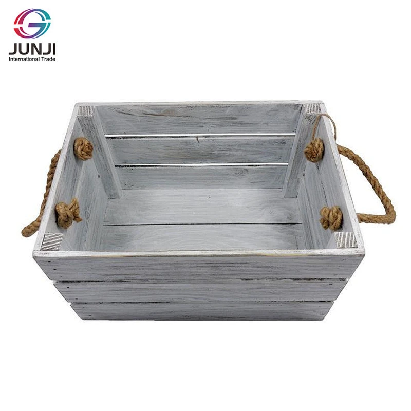 Decorative wooden crate Wooden box with ropes White crate box Vintage crate Retro Gift