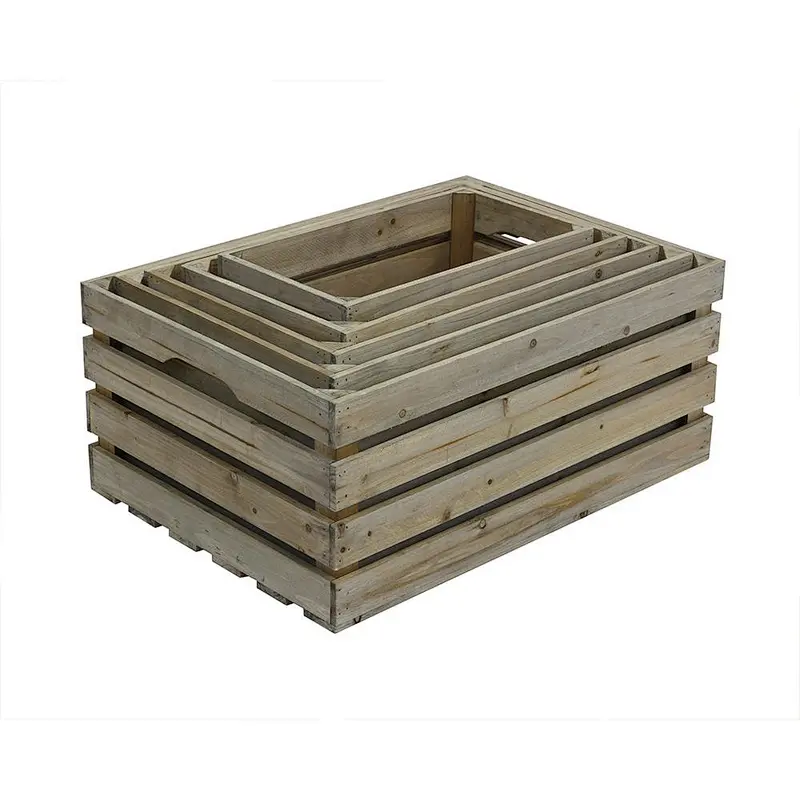 Hand Made Nested Crate Set in Weathered Gray (5-Pack) Custom Wooden Crate Wholesale