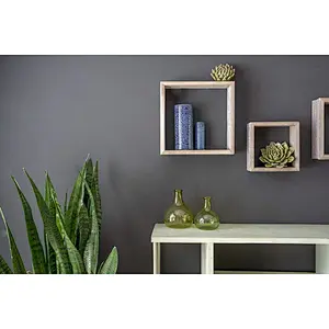 Home Decor-Rustic Shelves, Square Floating Wood Shadowbox, Set of 3 (Natural Weathered Gray)