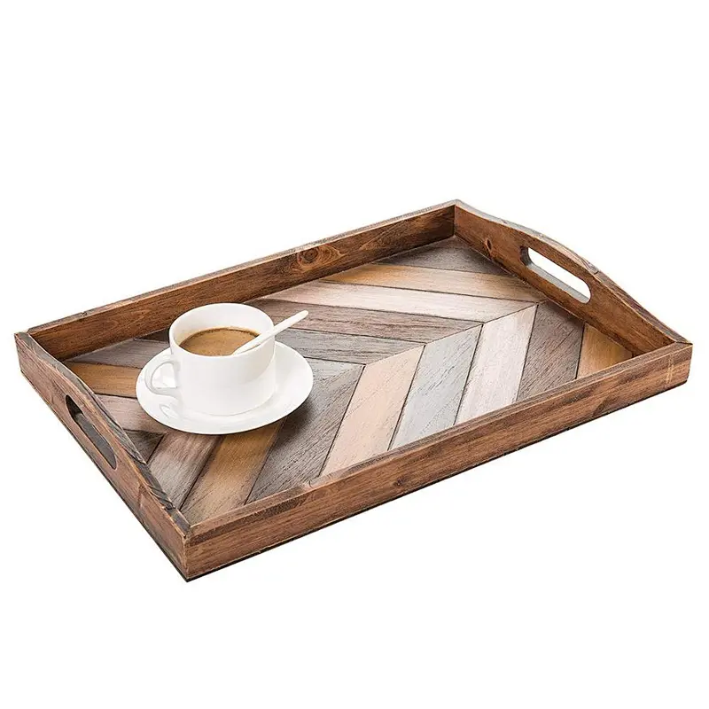 Rustic Chevron Rectangular Wood Breakfast Serving Tray,Wooden pallet