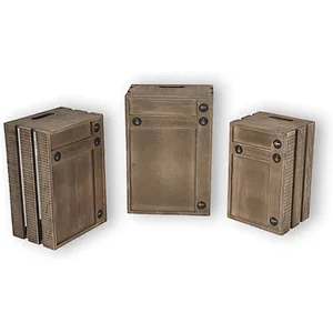 Wallniture Kitchen Storage Wine Rack Wooden Crate Basket Brown Country Storage  Apartment Decor Storage Shelves