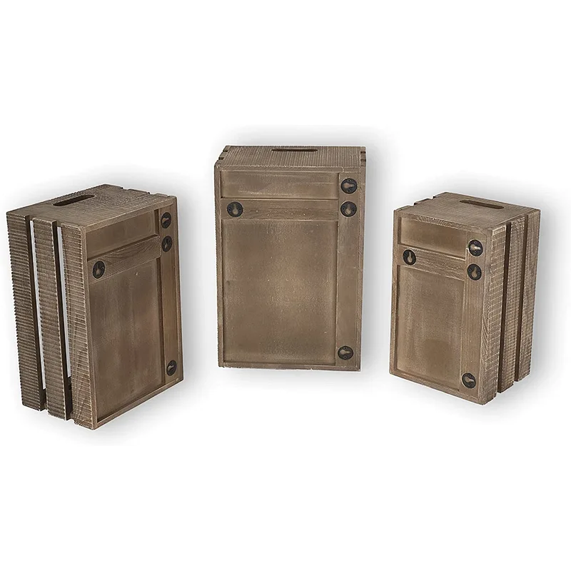Wallniture Kitchen Storage Wine Rack Wooden Crate Basket Brown Country Storage  Apartment Decor Storage Shelves