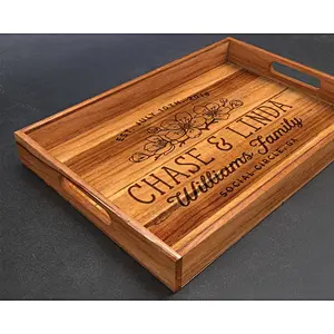 Boutique rustic style severa etiquette service trayWooden Tray With Metal HandlelWood Tray StandServing Trays for OttomansWooden