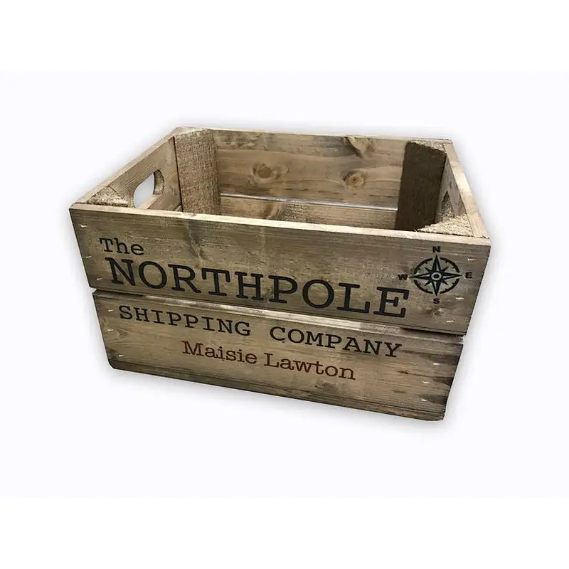 Christmas wooden  Box with lid - Personalised - Traditional Wood Stain