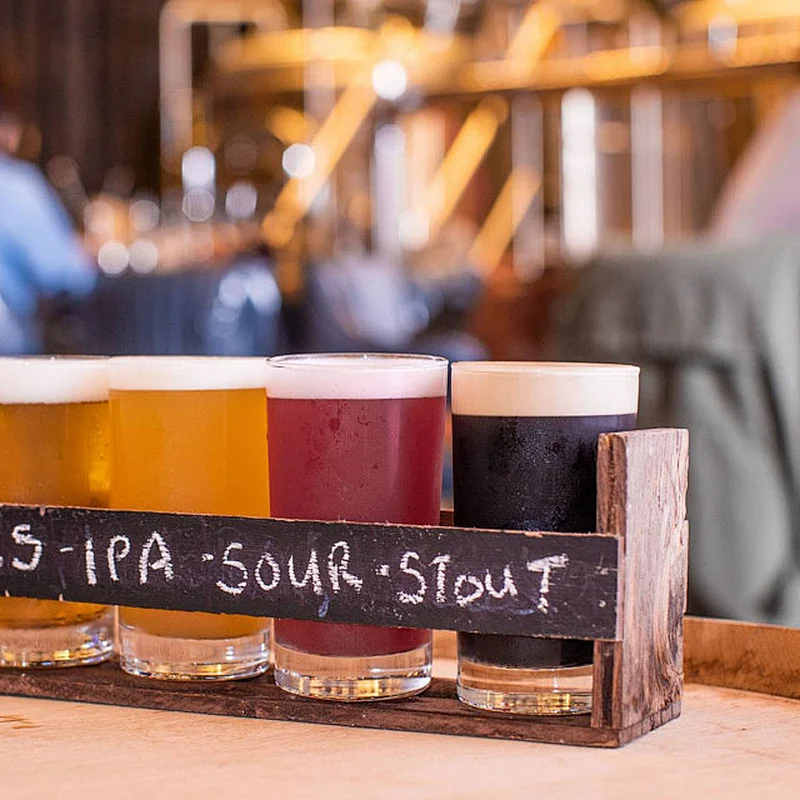 Rustic beer flight tasting tray  wooden  carrier