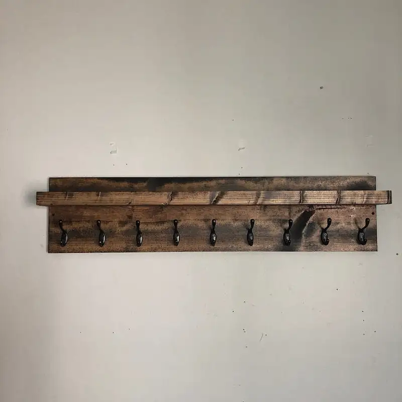 Coat Rack with Shelf  Entryway Organizer Towel Rack Key Hooks Wall Mounted Coat Rack