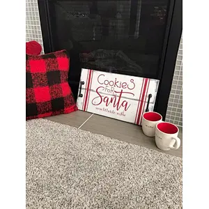 Christmas Wood Tray. Christmas. Santa's cookies. Santa tray.Rustic wooden serving tray.