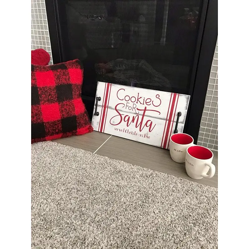 Christmas Wood Tray. Christmas. Santa's cookies. Santa tray.Rustic wooden serving tray.