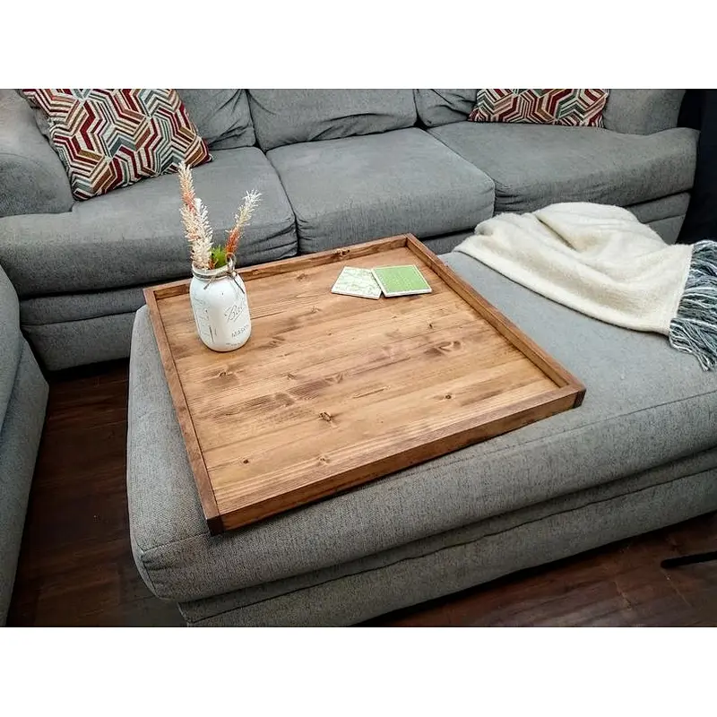 Serving wood tray large wooden tray wooden ottoman tray