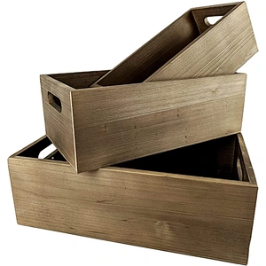 Nesting Wooden Crates  Set of 3 - Decorative Craft Crates  Real Fir Wood  ctrates