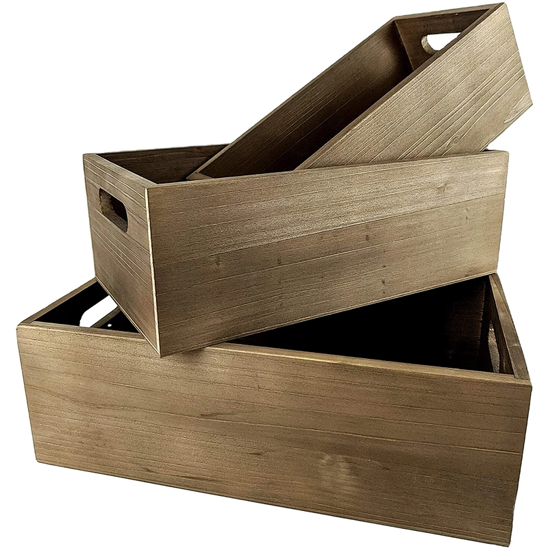 Nesting Wooden Crates  Set of 3 - Decorative Craft Crates  Real Fir Wood  ctrates