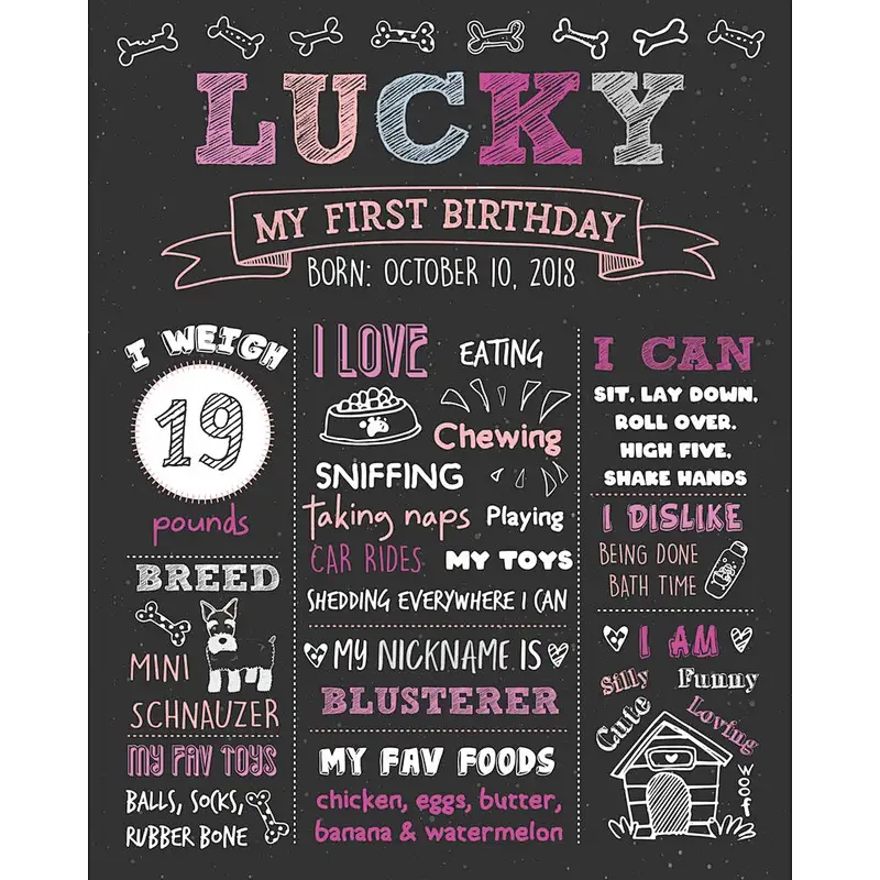 Dog Birthday Chalkboard Sign Puppy Dog  Pet 1st Birthday Chalkboard  Dog First Birthday Poster wood sigh