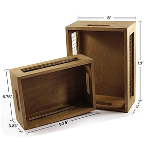 Nesting Countertop Baskets - Wooden Organizer Crates for Kitchen, Bathroom, Pantry | For Fruit, Vegetables, Produce, Br