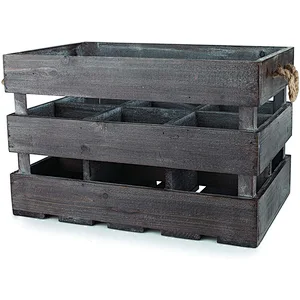 Wood Wine Holder Rustic Farmhouse Wooden 6 Bottle Crate