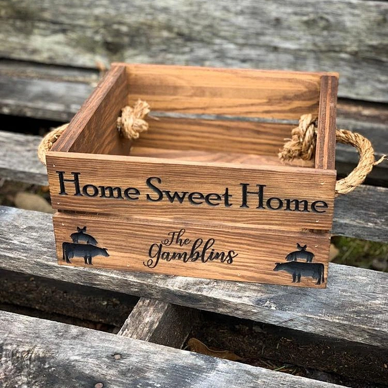 Wooden crate farmhouse gifts 2019