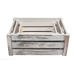 Rustic personalized customized cheaper Antique  tool Admired By Nature  Decorative Set of 3 Rectangle Storage wooden crates