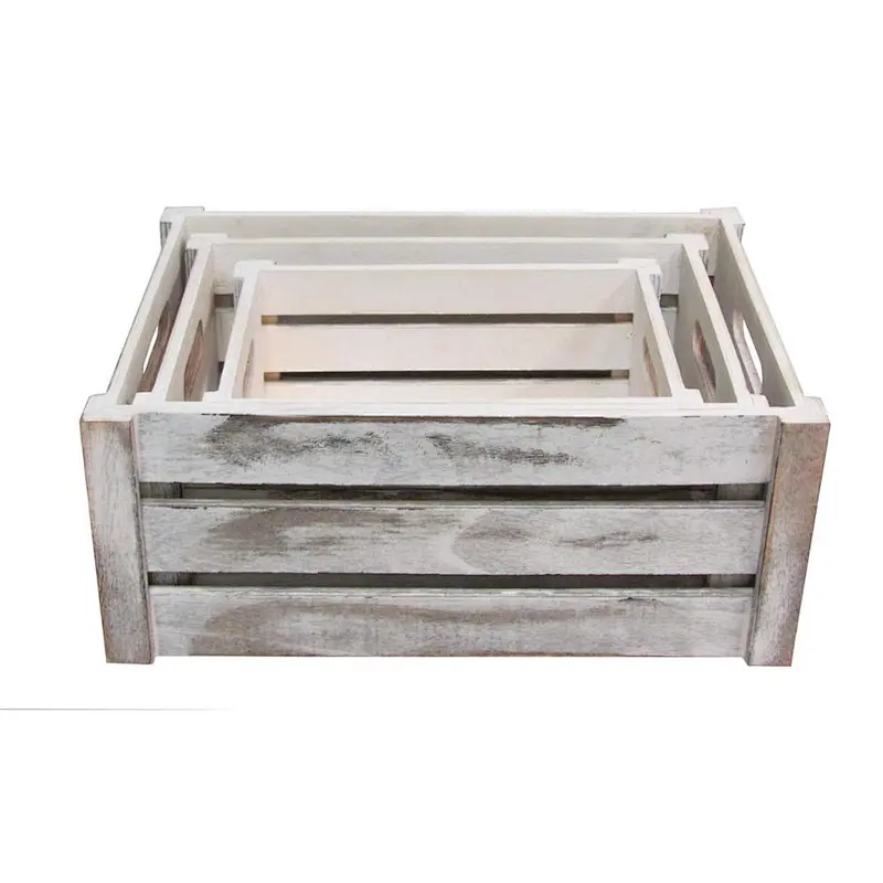Rustic personalized customized cheaper Antique  tool Admired By Nature  Decorative Set of 3 Rectangle Storage wooden crates