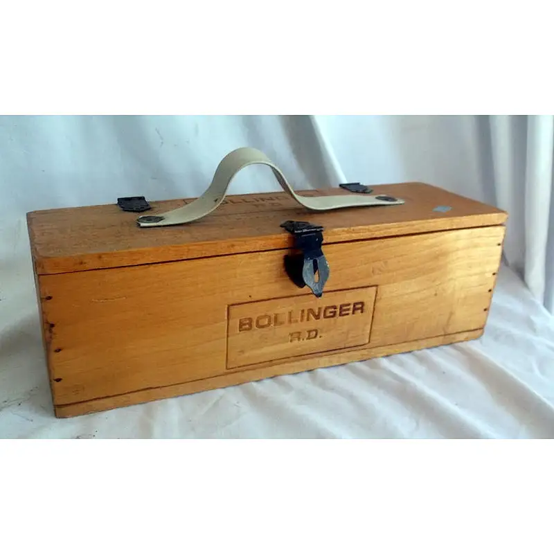 Rustic wholesale cheaper big personalized Vintage Wooden wine box Bollinger R. D. wine or champagne box with hinges and latch