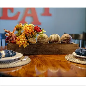 Small Wood Centerpiece Box Accent Tray WoodenTray Rustic Fast Food Serve Tray