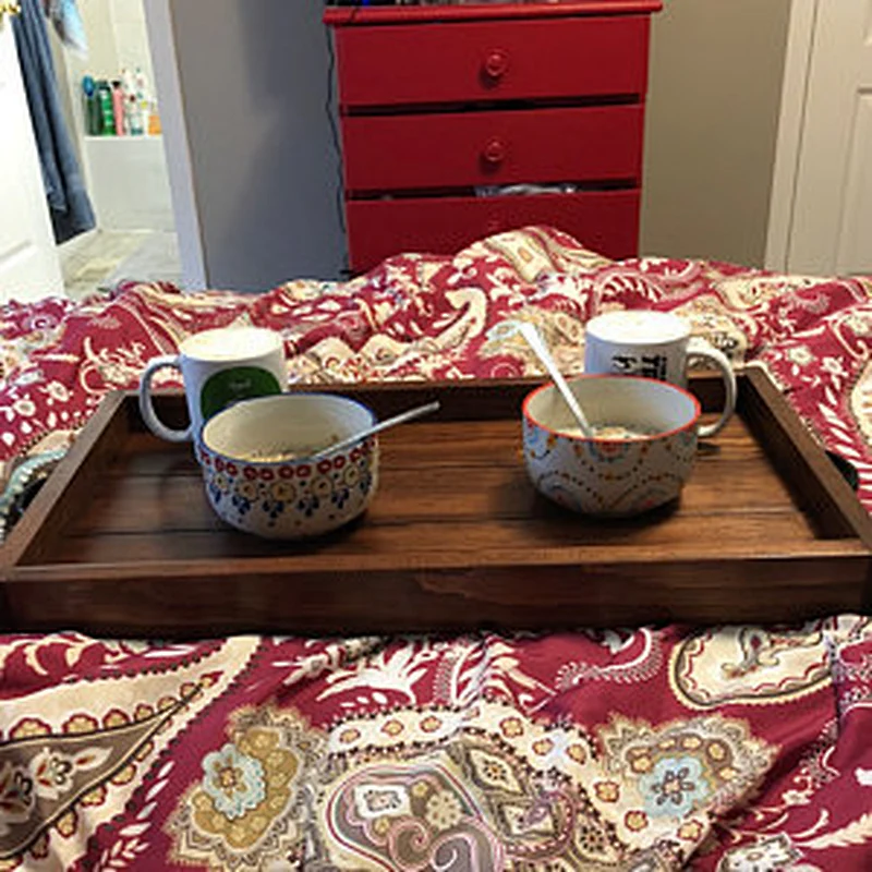Rustic Wooden Serving Tray  Farmhouse Home Decor Rustic Ottoman Tray
