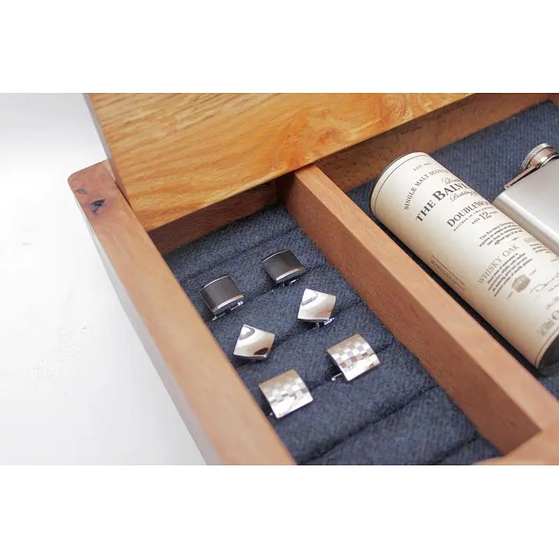 Handmade wooden box made of beautifully figured Olive Ash with carved Oak lid, Fathers day, memory box, gift,