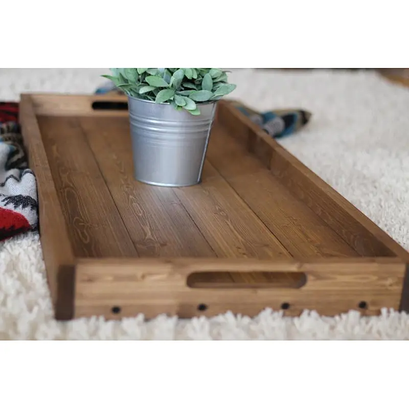 Serving Wooden Tray Rustic Home Decor Christmas Gift Wooden Tray Table Storage Tray Wooden Tray With Handle Wooden Decorated Tra