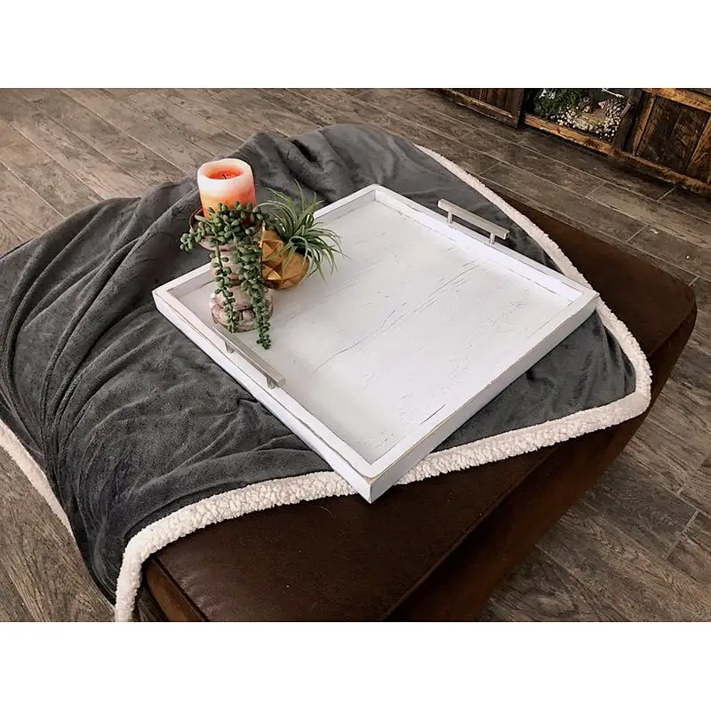 MODERN Ottoman Tray Oversized Wooden Tray  Square Coffee Table Tray